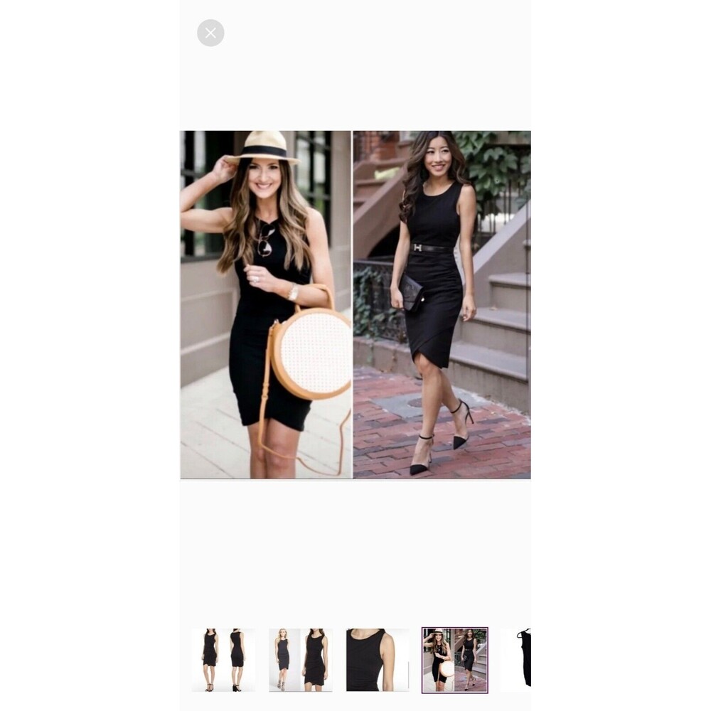Leith  Black Knit Ruched Body-Con Tank Dress Size Medium